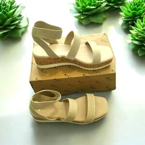 Mix 6 -Ramilia Natural Canvas Elastic Platform Sandals, Size 8.5, NIB